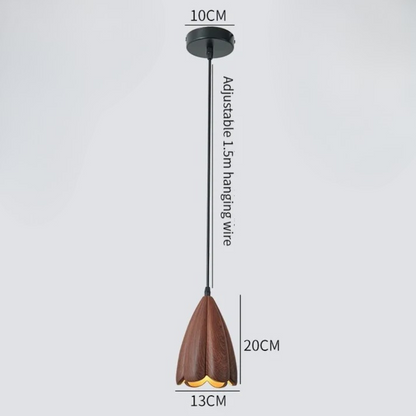 NordLume Lampe | Moderne Pendelleuchte aus Walnussholz in Braun, skandinavischer Stil