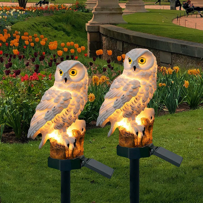 Solar-Außenlampe in Form einer dekorativen Eule aus Kunstharz