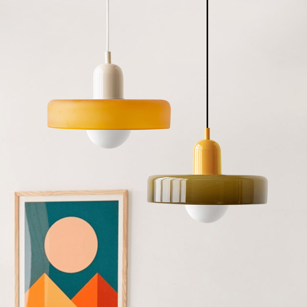 Lunari Halo | Hängeleuchte aus farbigem Glas im Bauhaus-Stil