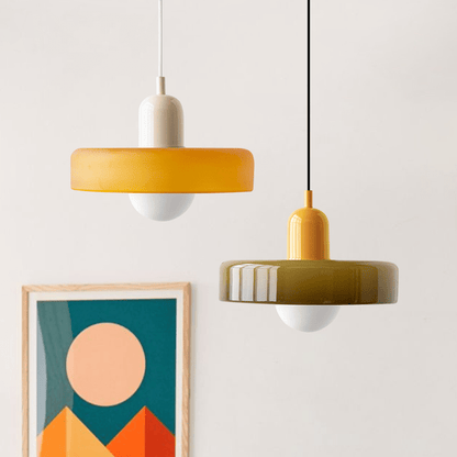 Lunari Halo | Hängeleuchte aus farbigem Glas im Bauhaus-Stil
