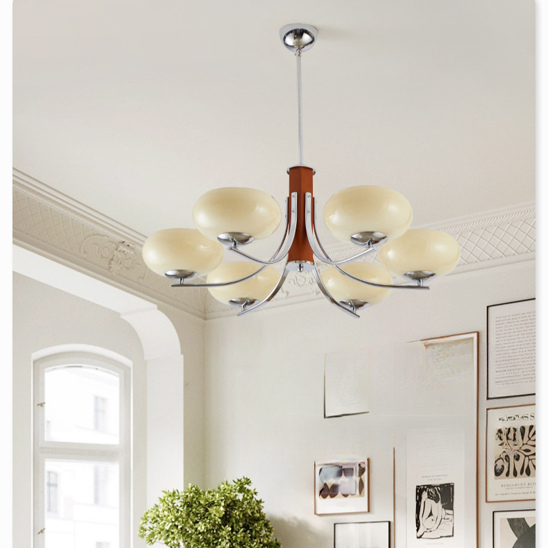 Lunaro | Bauhaus Kronleuchter mit 3/5 Opalglas-Köpfen