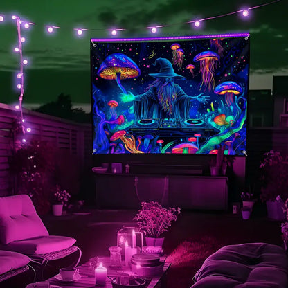 Halloween Fluoreszierendes Wandtuch – Mystische Wanddeko mit Leuchteffekt