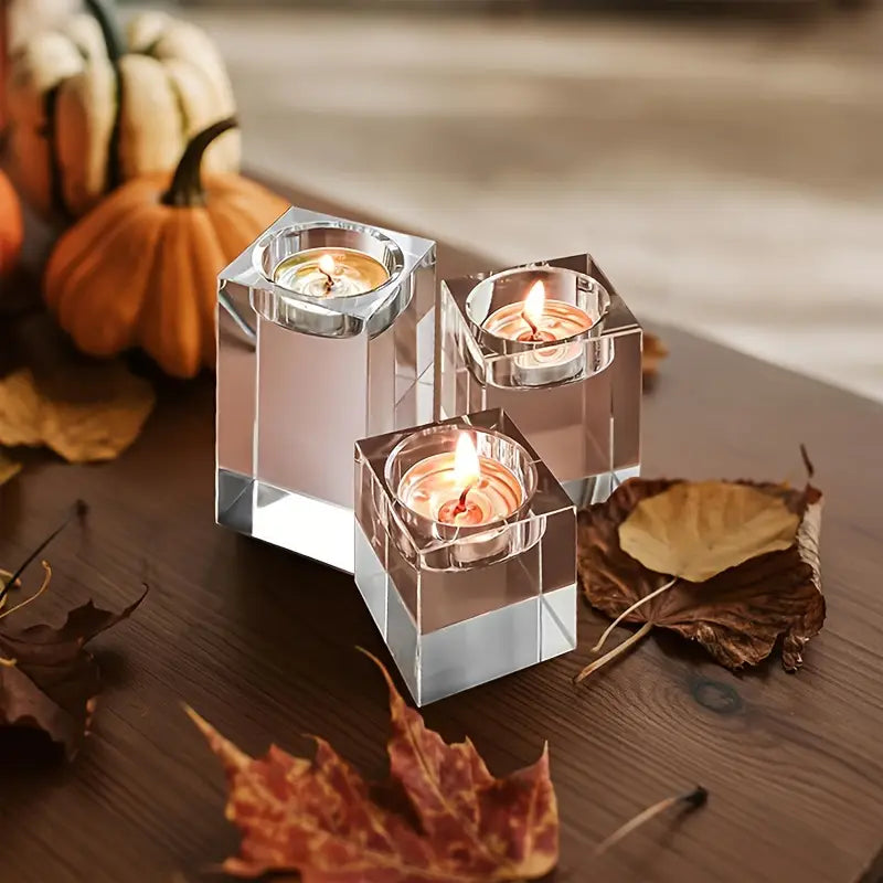 Halloween & Weihnachten Kristall Kerzenhalter – Edles 4er-Set für Festliche Deko