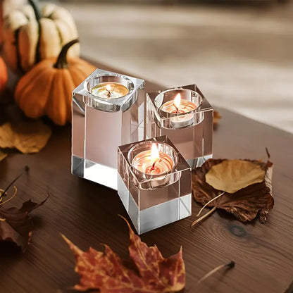 Halloween & Weihnachten Kristall Kerzenhalter – Edles 4er-Set für Festliche Deko