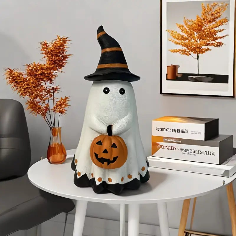 Halloween Kürbis Figur – Deko Statue aus Kunstharz für Tisch & Regal