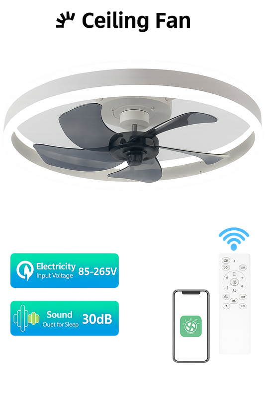 Iralis Flow | dimmbarer Deckenventilator mit LED-Beleuchtung und Fernbedienung, 6 Geschwindigkeiten