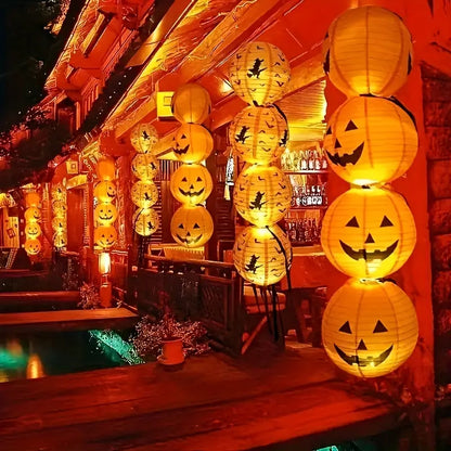 Halloween Papier Laternen – Kürbis-Deko für Garten, Terrasse & Party