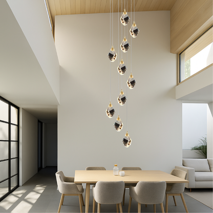 Aurevia – Luxuriöser Kristall-Kronleuchter mit 10 Lichtpunkten, ideal für Treppenhäuser und hohe Decken