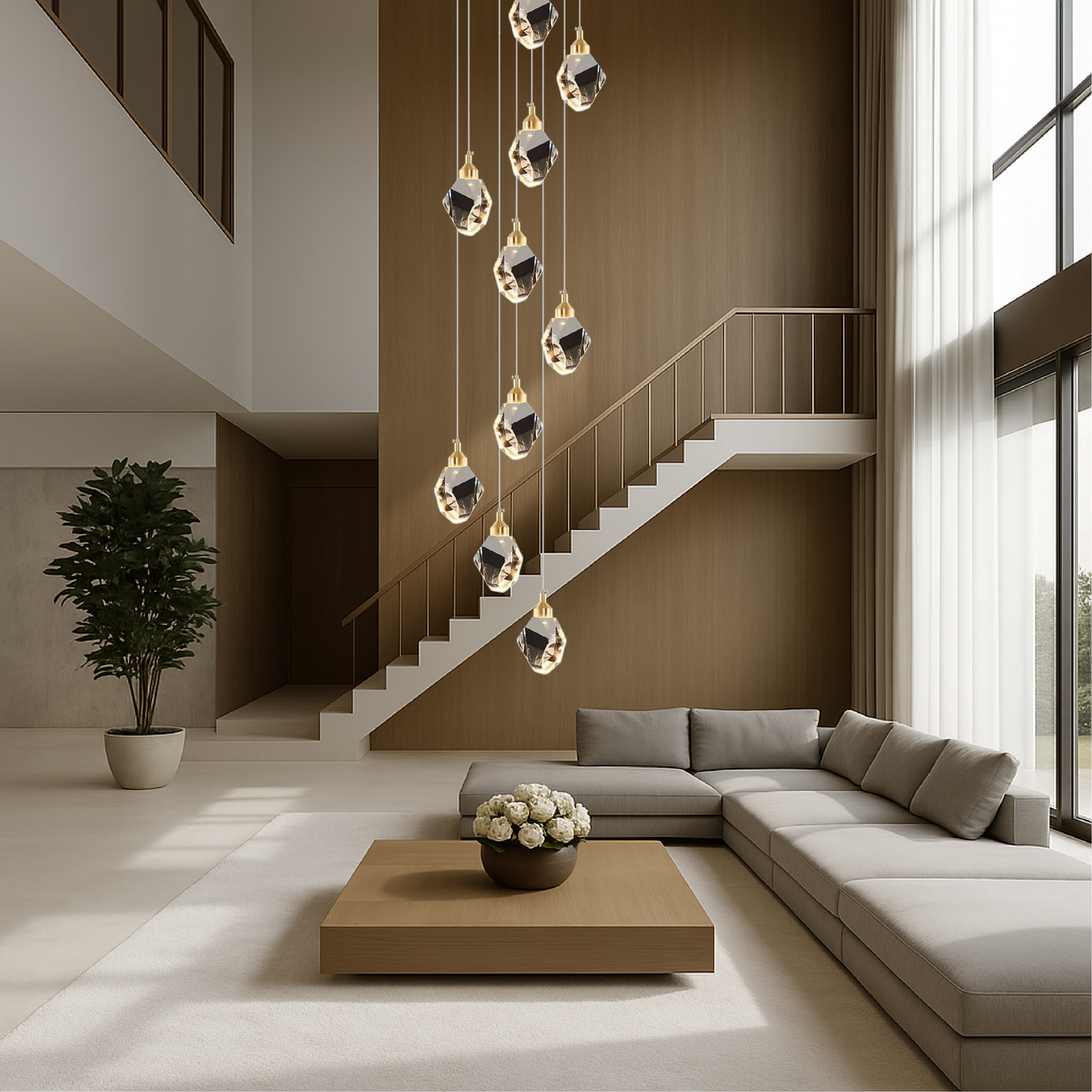 Aurevia – Luxuriöser Kristall-Kronleuchter mit 10 Lichtpunkten, ideal für Treppenhäuser und hohe Decken