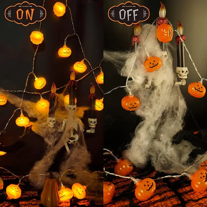 Halloween Kürbis Lichterkette – LED Deko für drinnen & draußen