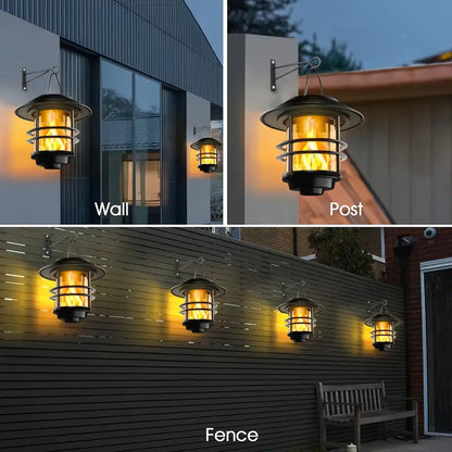 Solar Hängelampe mit Flackerflammen – Outdoor Laterne für Halloween & Weihnachten
