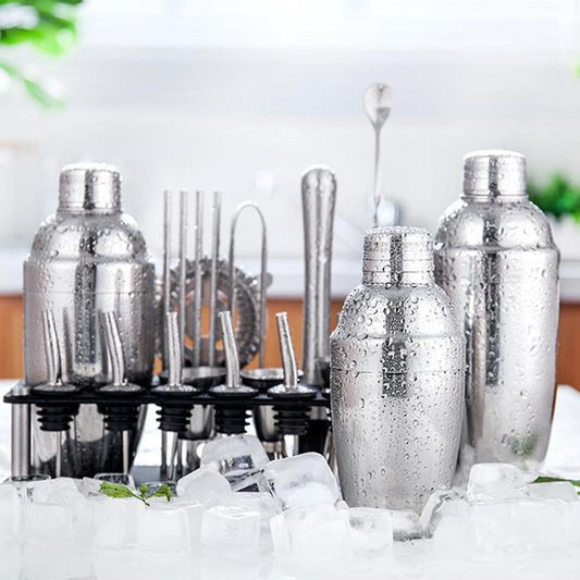 Barkeeper Kit 23-teilig | Edelstahl Cocktail Shaker Set mit Bambusständer | Professionelles Bar Zubehör