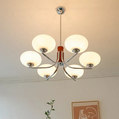 Lunaro | Bauhaus Kronleuchter mit 3/5 Opalglas-Köpfen