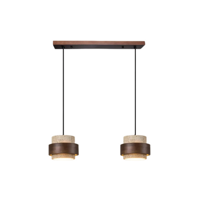 Vira Sabi | Pendelleuchte aus Travertin und Holz im Wabi-Sabi-Stil