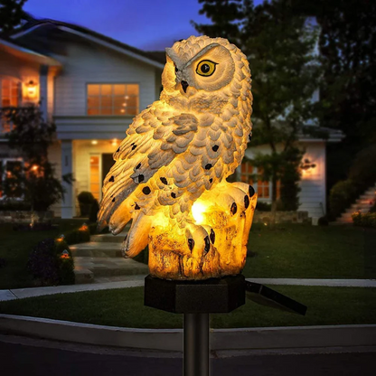 Solar-Außenlampe in Form einer dekorativen Eule aus Kunstharz