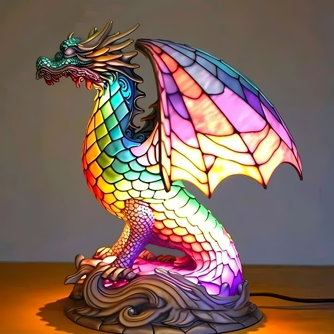 Ardilume Artis | Handbemalte LED Glas Tischlampe mit Tiermotiv