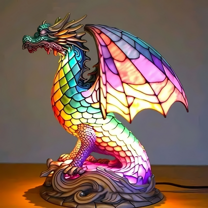 Ardilume Artis | Handbemalte LED Glas Tischlampe mit Tiermotiv