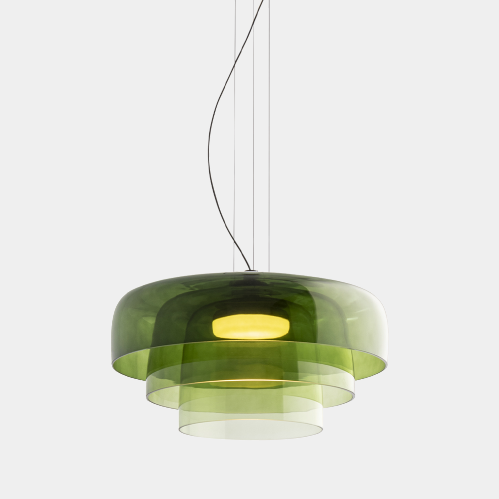Veylum | Skandinavische Glas Pendelleuchte mit Opalschirm