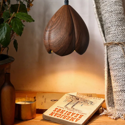 NordLume Lampe | Moderne Pendelleuchte aus Walnussholz in Braun, skandinavischer Stil