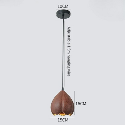 NordLume Lampe | Moderne Pendelleuchte aus Walnussholz in Braun, skandinavischer Stil