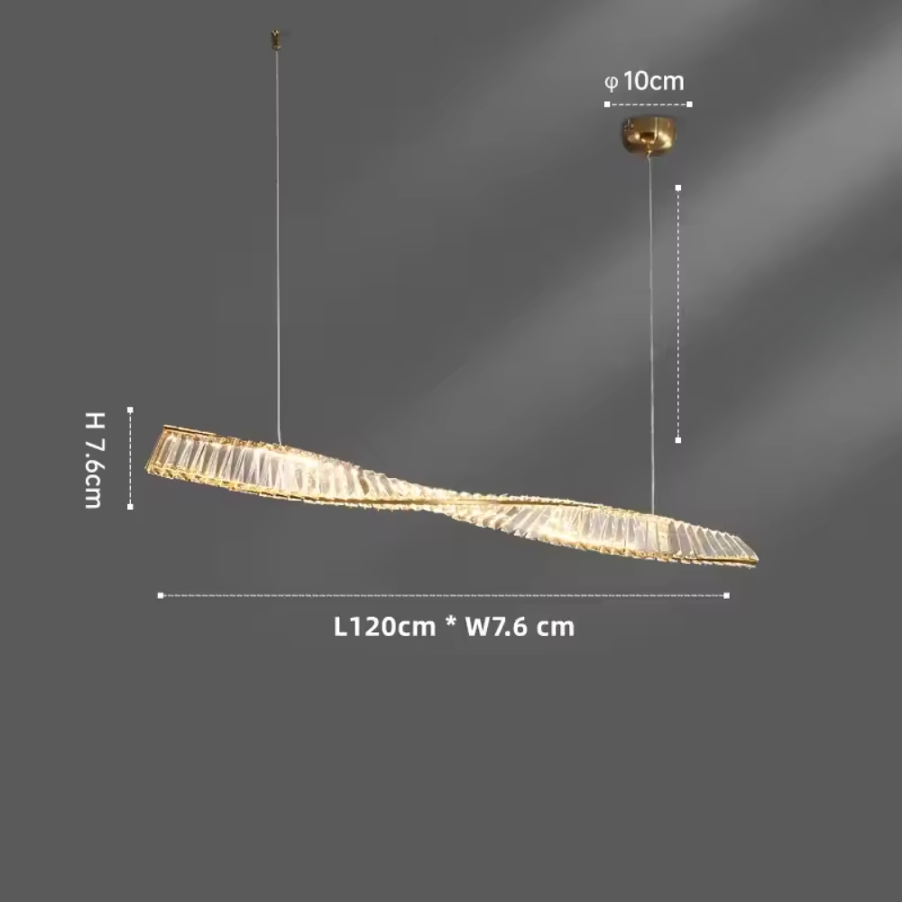 Astrion | Moderne LED-Hängeleuchte mit Kristallen und Spiraldesign für den Esstisch