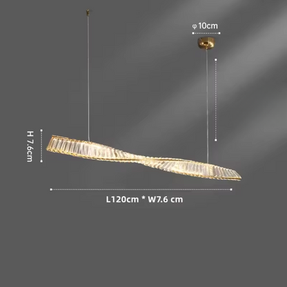Astrion | Moderne LED-Hängeleuchte mit Kristallen und Spiraldesign für den Esstisch