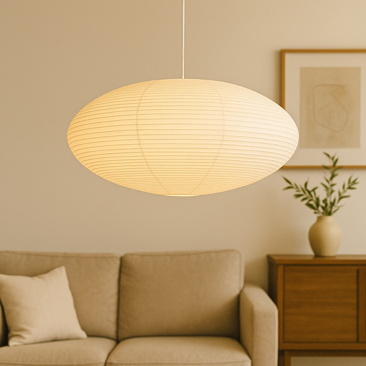 WabiLight | Japanische Papier Pendelleuchte | Handgefertigtes Design im Wabi-Sabi Stil mit warmem LED-Licht