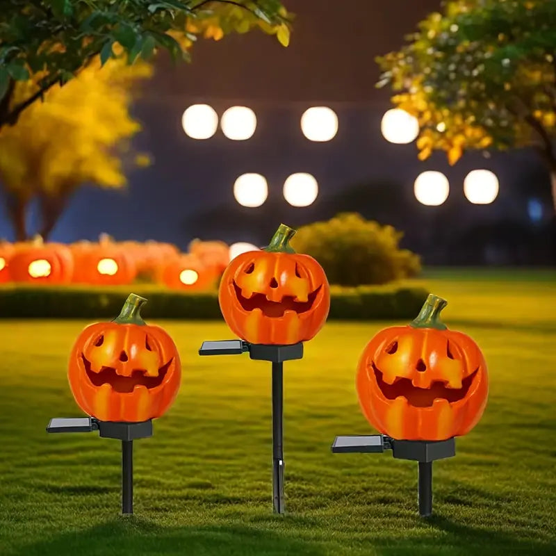 Halloween Solar Kürbis Lichter – Wetterfeste LED Gartenlampen für Außen & Partydeko