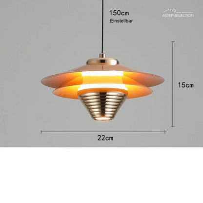 AeroGlow | Aluminium LED Pendelleuchte | Moderne Deckenlampe mit Farbakzenten & Warmweißem Licht