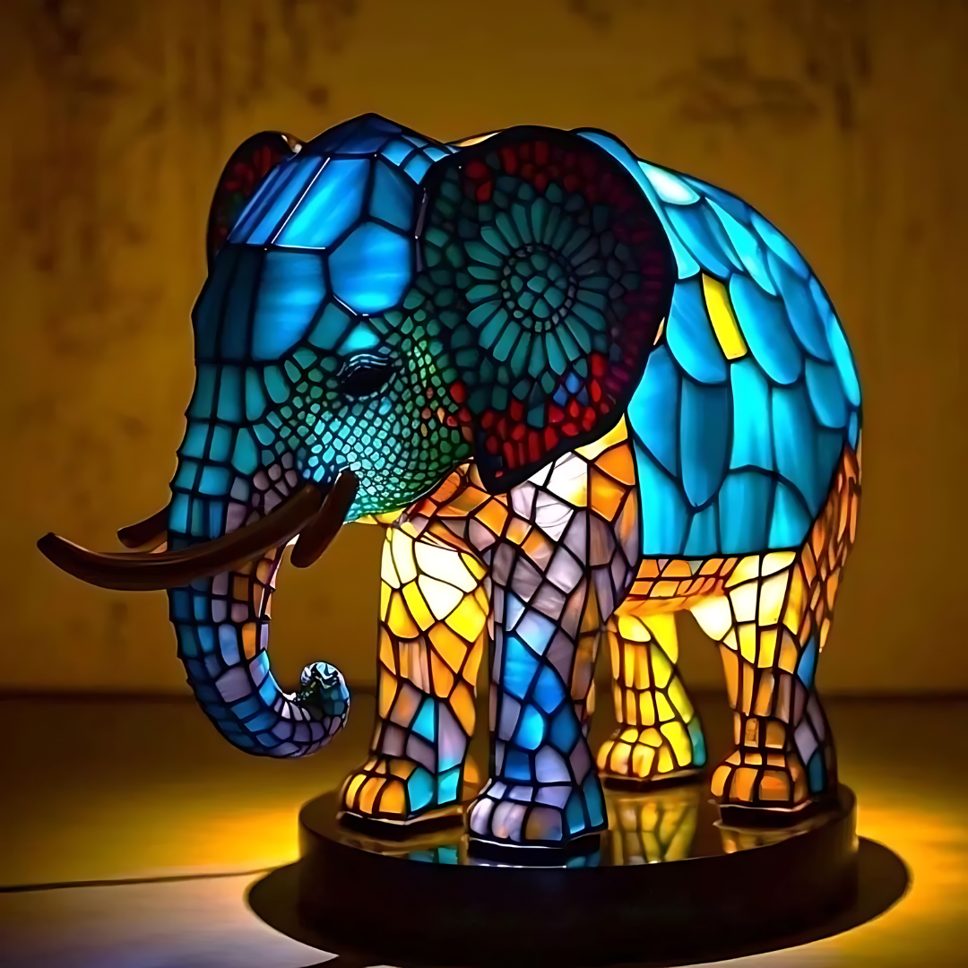 Ardilume Artis | Handbemalte LED Glas Tischlampe mit Tiermotiv