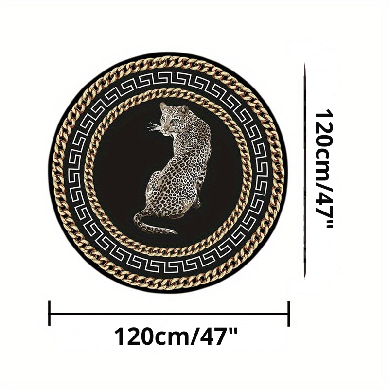 LunaWeave | Runder Teppich im Leoparden-Design | Luxuriöser Tierprint-Teppich – Stilvoll, rutschfest & pflegeleicht