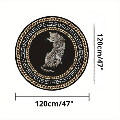 LunaWeave | Runder Teppich im Leoparden-Design | Luxuriöser Tierprint-Teppich – Stilvoll, rutschfest & pflegeleicht