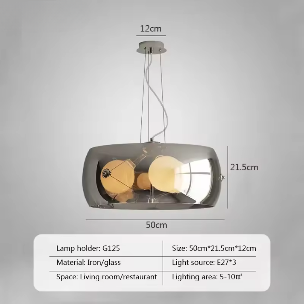 Aurion | Moderne Glas-LED-Hängeleuchte für Küche, Wohnzimmer und Esszimmer