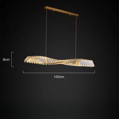 Astrion | Moderne LED-Hängeleuchte mit Kristallen und Spiraldesign für den Esstisch