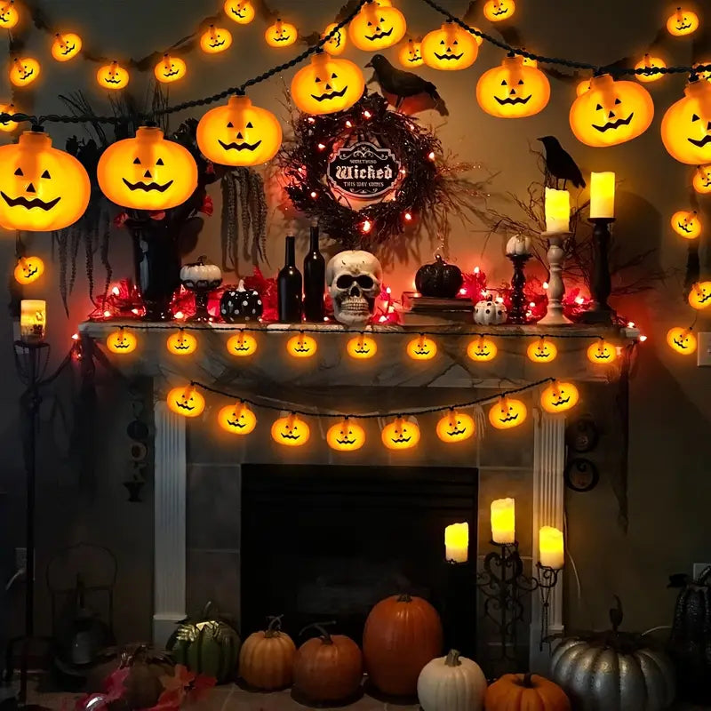 Halloween Kürbis Lichterkette – LED Deko für drinnen & draußen