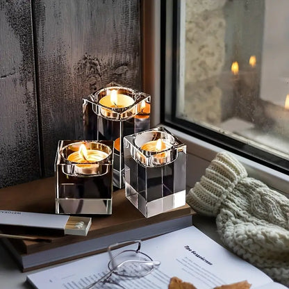 Halloween & Weihnachten Kristall Kerzenhalter – Edles 4er-Set für Festliche Deko