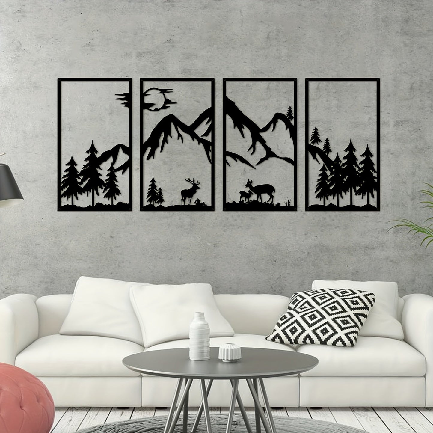 WildMont Vista | Metall-Wanddeko mit Berg- & Wildtiermotiv