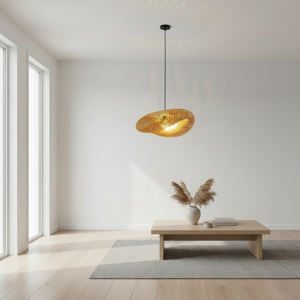 Liora Strå | Japandi Rattan Pendelleuchte aus Handgeflochtene Bambus