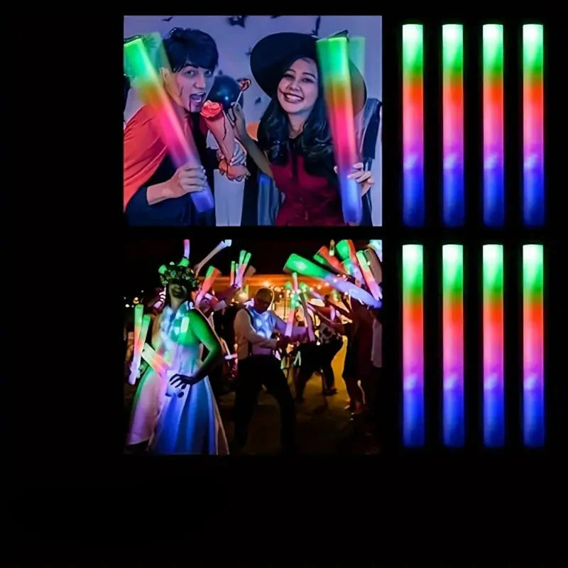 Halloween LED Schaumstoff Sticks – Bunte Partylichter für Events & Festivals (12 Stück)