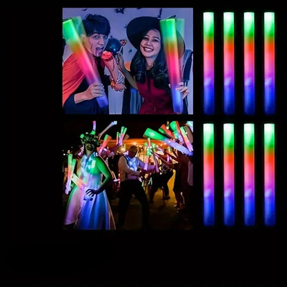 Halloween LED Schaumstoff Sticks – Bunte Partylichter für Events & Festivals (12 Stück)