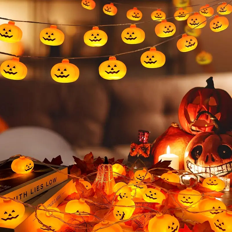 Halloween Kürbis Lichterkette – LED Deko für drinnen & draußen