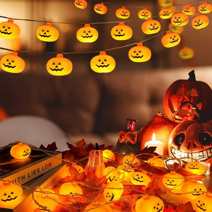 Halloween Kürbis Lichterkette – LED Deko für drinnen & draußen