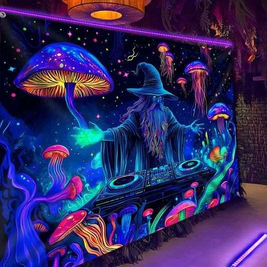 Halloween Fluoreszierendes Wandtuch – Mystische Wanddeko mit Leuchteffekt