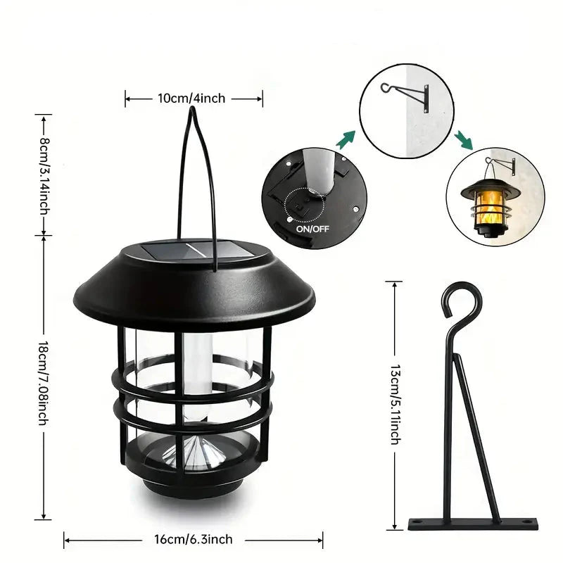 Solar Hängelampe mit Flackerflammen – Outdoor Laterne für Halloween & Weihnachten