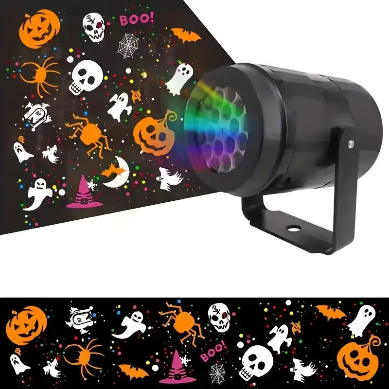 Halloween USB Projektor Lampe – LED Deko mit Kürbis, Spinne & Fledermaus Motiven