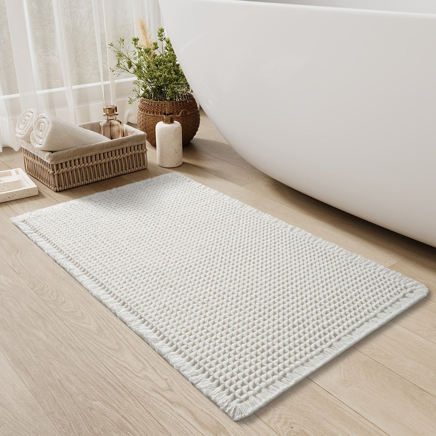 AbsorbEase WafelMat | Ultra-absorberende badmat met kwastjes