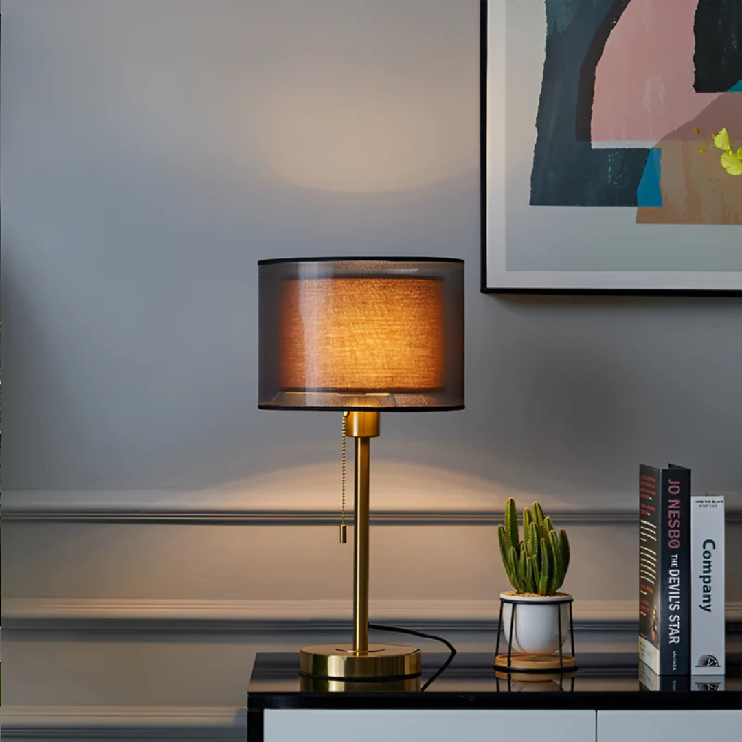 Lumis Dunea | Tischleuchte mit doppellagigem Stoffschirm im Soft‑Design