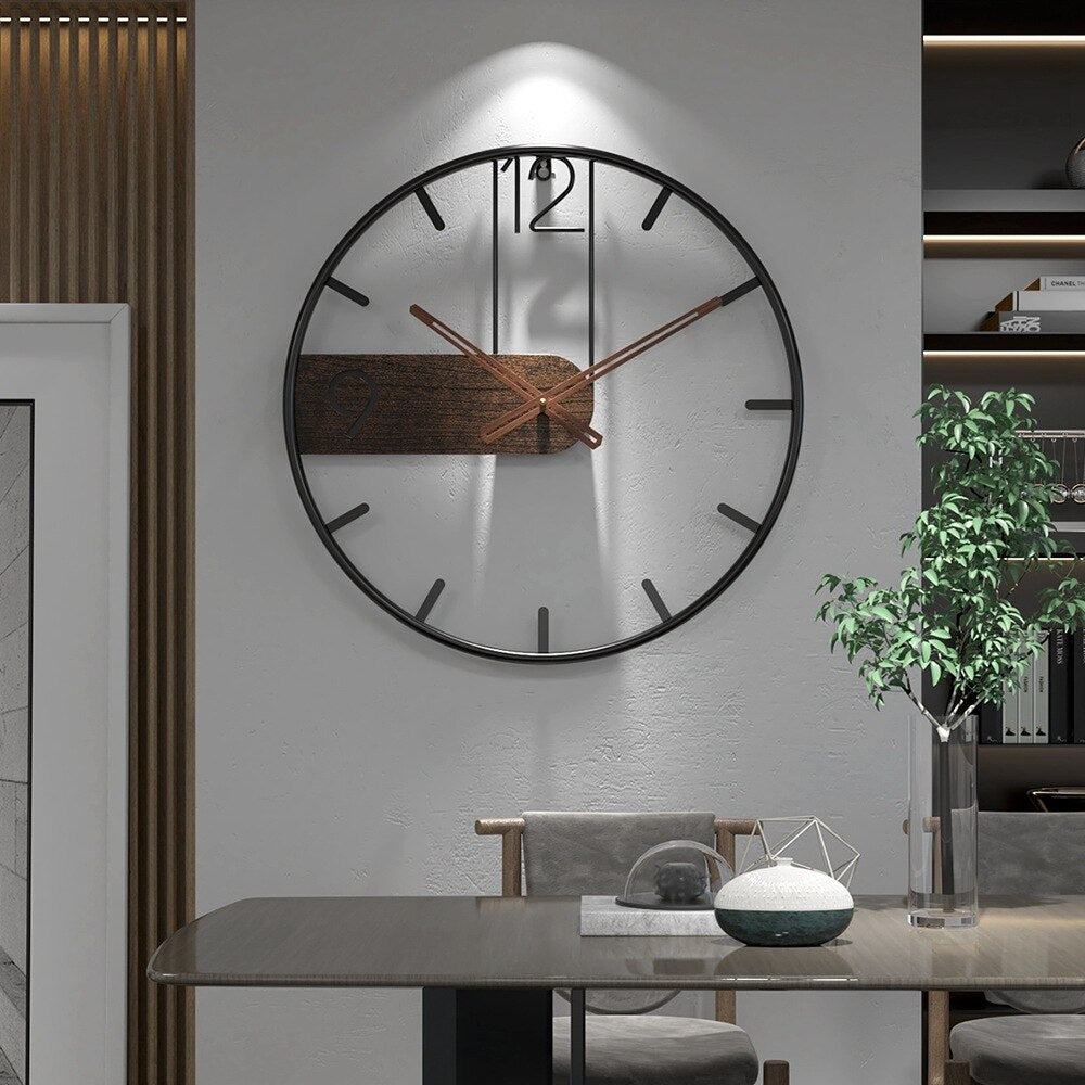 TimberLine | Minimalistische Wanduhr aus Walnussholz & Edelstahl | Zeitlose Schönheit für modernes Wohndesign