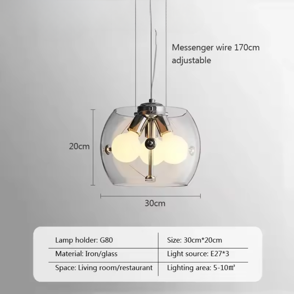 Aurion | Moderne Glas-LED-Hängeleuchte für Küche, Wohnzimmer und Esszimmer