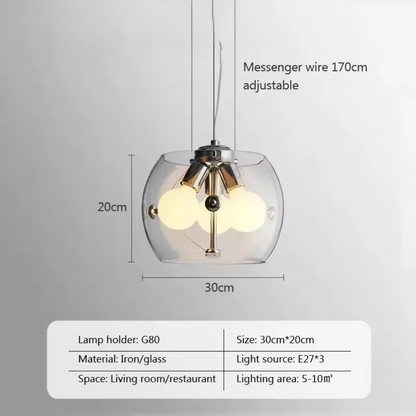 Aurion | Moderne Glas-LED-Hängeleuchte für Küche, Wohnzimmer und Esszimmer